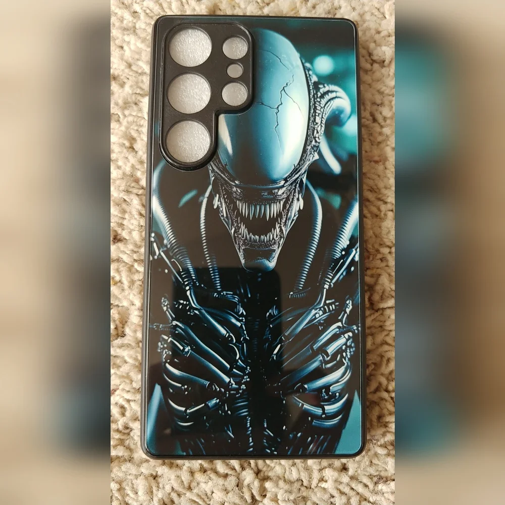 Alien Predator Black Glass Phone Case - Protective Design
